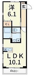 グランマイズミ 1LDKの間取図画像