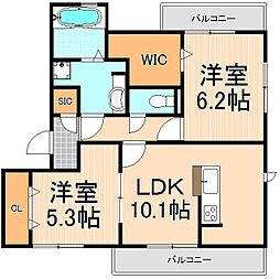 グランドゥールシャルマン 2LDKの間取図画像