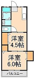 上原コーポ 2Kの間取図画像