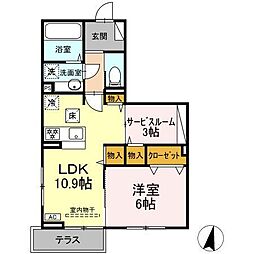 ローレルハイム 1SLDKの間取図画像