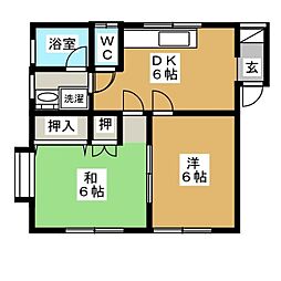 コーポかがやき2 2DKの間取図画像