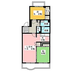 フィール野川B 2LDKの間取図画像