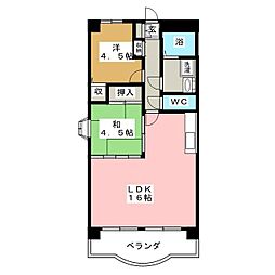 ペアシティ弐番館 2LDKの間取図画像