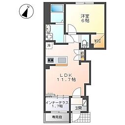 Nuvola・Iride(ヌーヴォラ・イリデ) 1LDKの間取図画像