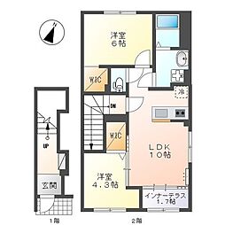 Nuvola・Iride(ヌーヴォラ・イリデ) 2LDKの間取図画像