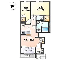 シャインテラス・アベニール 2LDKの間取図画像