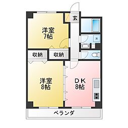 バレル中村 2DKの間取図画像