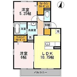 グリーンヒルズ 2LDKの間取図画像