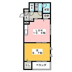 フェリチターレ 1LDKの間取図画像
