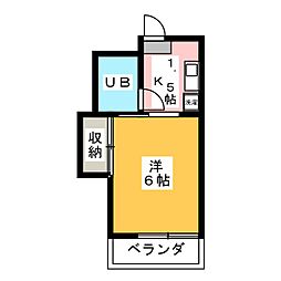 第2セイカマンション 1Kの間取図画像