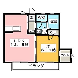シェーンハイムB 1LDKの間取図画像