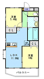 コンフォートマンション 2LDKの間取図画像