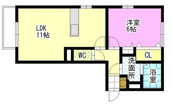 リヴェール・サトウ　A 201｜岡山県岡山市北区富田(賃貸アパート1LDK・2階・43.74㎡)の写真 その2