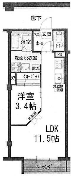 ウィンクルム東古松B 205｜岡山県岡山市北区東古松3丁目(賃貸マンション1LDK・2階・35.96㎡)の写真 その2