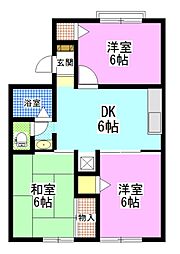 トリヴァンベール平岩 3DKの間取図画像