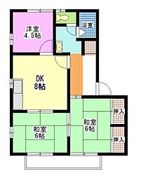グリーンハウスA 3DKの間取図画像