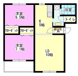 メゾンクレール 2LDKの間取図画像