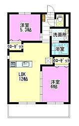 マーガレットA 2LDKの間取図画像
