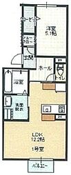 ハートフル新保 1LDKの間取図画像