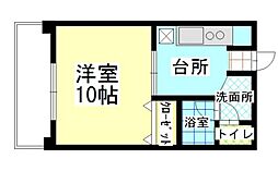 サン・サイド山部 1Kの間取図画像