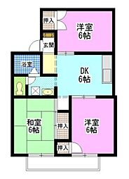 セジュール小山E 3DKの間取図画像
