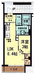 ウィンクルム東古松B棟 1LDKの間取図画像