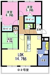 ルピナスサンライトA 3LDKの間取図画像