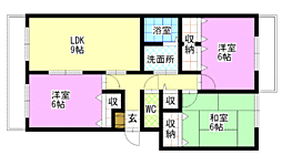 エクセル新福A 3DKの間取図画像
