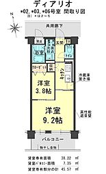 ディアリオ 1LDKの間取図画像