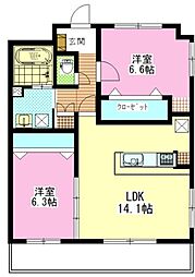 マーガレットテラス 2LDKの間取図画像