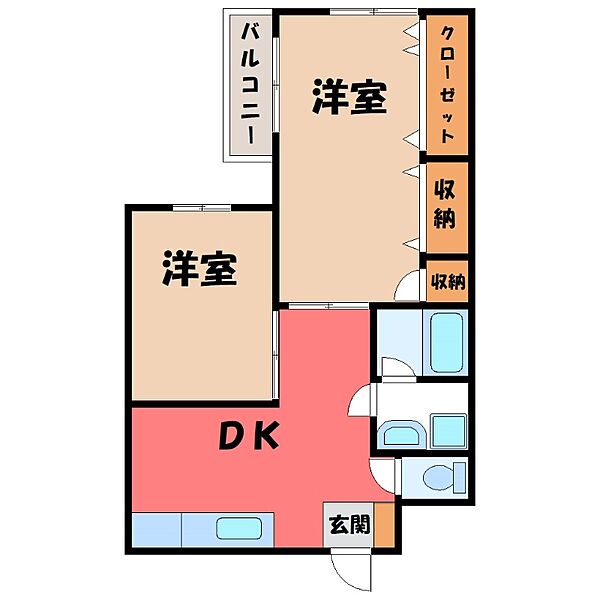 グランドハイツダイケー ｜栃木県宇都宮市桜5丁目(賃貸マンション2DK・4階・51.43㎡)の写真 その2