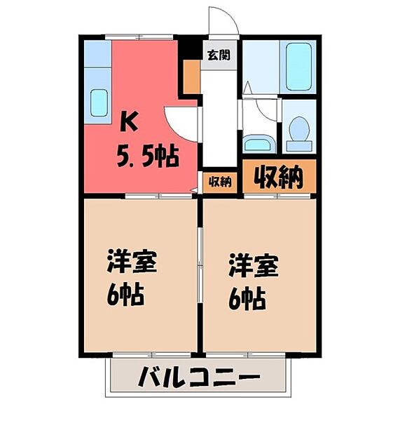 メゾン・ラフィーネ II ｜栃木県宇都宮市御幸ケ原町(賃貸アパート2K・1階・40.92㎡)の写真 その2