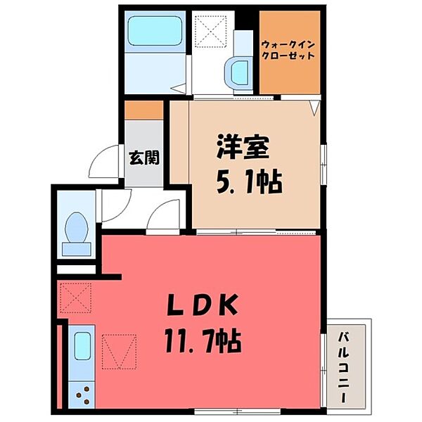 ボーディ醍函 ｜栃木県宇都宮市竹林町(賃貸アパート1LDK・1階・40.43㎡)の写真 その2