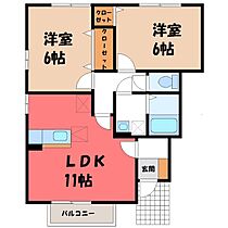 プロムナードさくら D  ｜ 栃木県真岡市荒町2丁目（賃貸アパート2LDK・1階・52.84㎡） その2