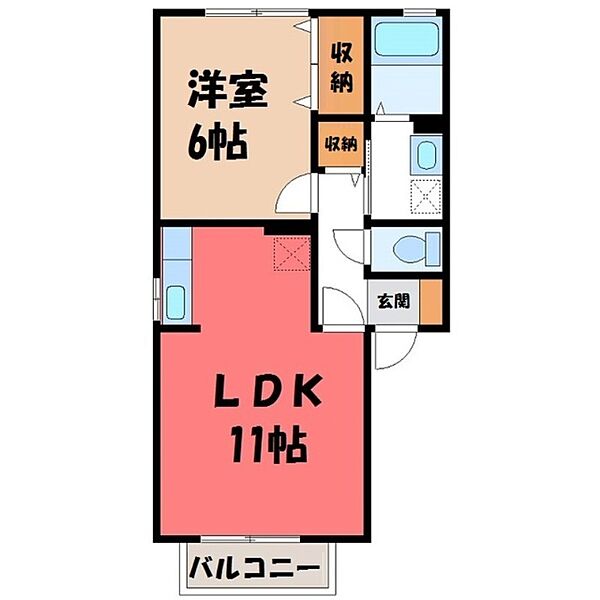 マナーハウス Ａ ｜栃木県真岡市亀山1丁目(賃貸アパート1LDK・2階・41.26㎡)の写真 その2