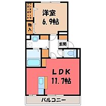 グラン・ココ  ｜ 栃木県鹿沼市上野町（賃貸アパート1LDK・1階・48.10㎡） その2