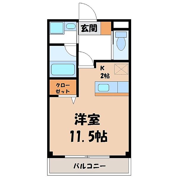 クライムドア II ｜栃木県宇都宮市川田町(賃貸マンション1R・2階・34.65㎡)の写真 その2