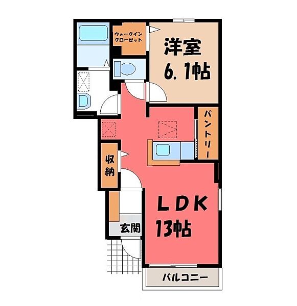 アンジュ ｜栃木県真岡市荒町3丁目(賃貸アパート1LDK・1階・45.77㎡)の写真 その2