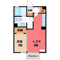 ライブリーコート  ｜ 栃木県宇都宮市簗瀬町（賃貸アパート1LDK・1階・29.25㎡） その2