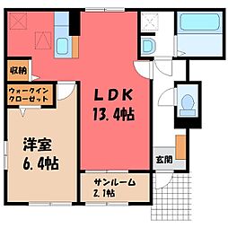 アルコバレーノ II 1階1LDKの間取り