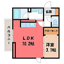 パーパス  ｜ 栃木県宇都宮市御幸本町（賃貸アパート1LDK・1階・32.80㎡） その2