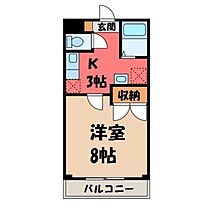 オカダハイツ II  ｜ 栃木県宇都宮市陽東8丁目（賃貸マンション1K・3階・25.92㎡） その2