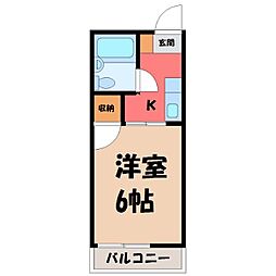 シティハイムハーモネイト 1Kの間取図画像