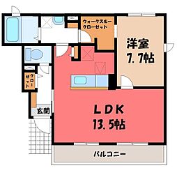 ミラベルR 1階1LDKの間取り