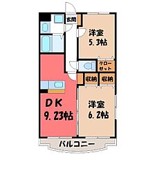 Y＆Mファーストステージ 4階2DKの間取り