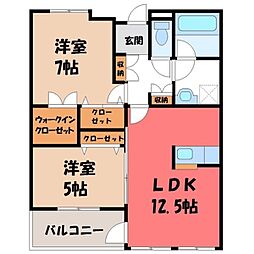 ベルフォート 2LDKの間取図画像