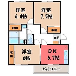 プレイスガーデン 3DKの間取図画像