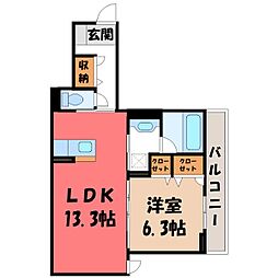 D-Imparable 1LDKの間取図画像