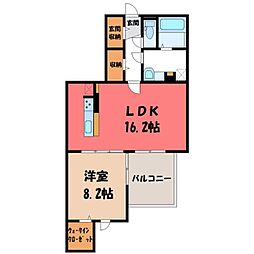 パルティール 1LDKの間取図画像