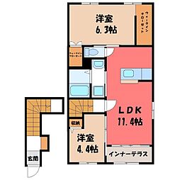 宇都宮市石井町アパート 2LDKの間取図画像
